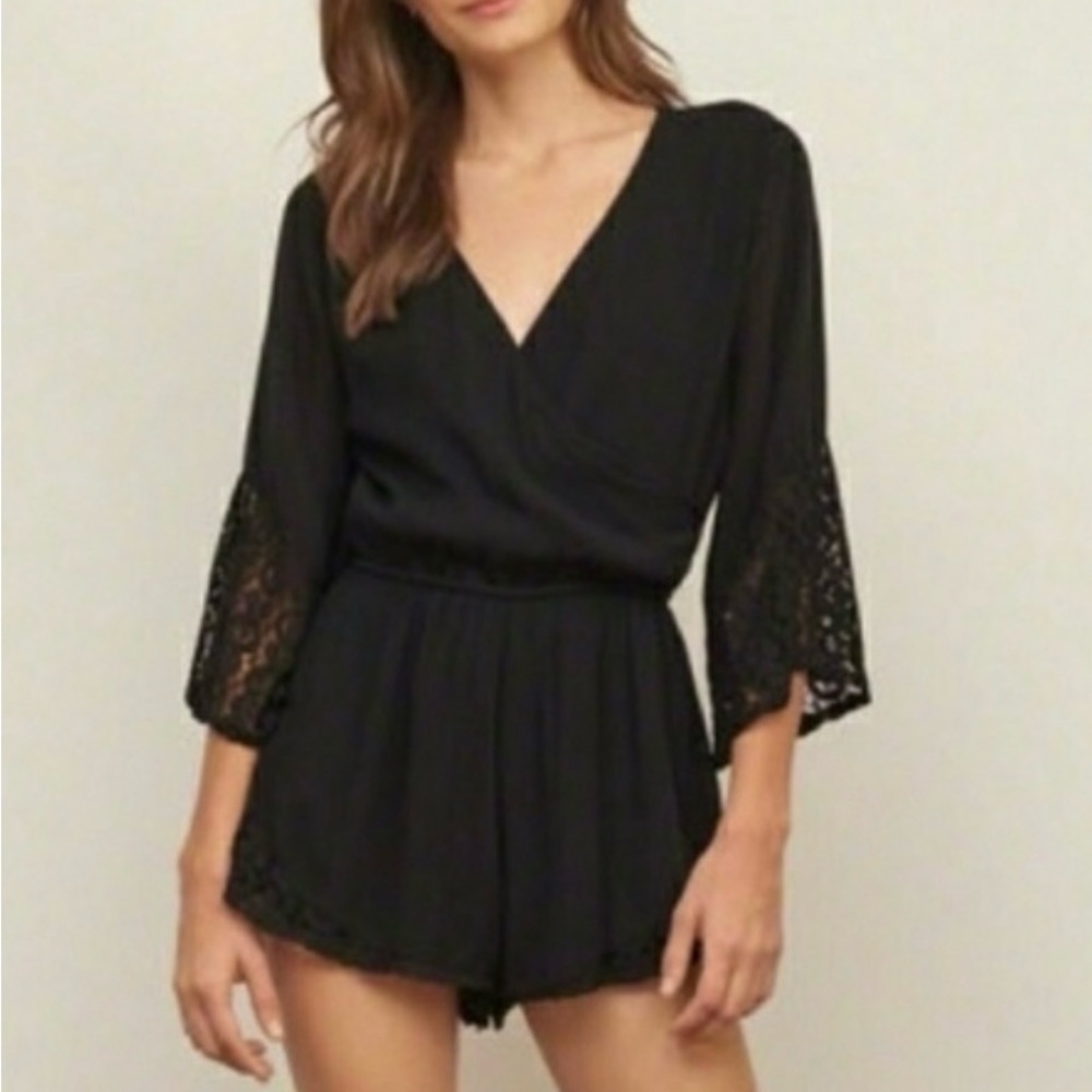 Abercrombie & Fitch black lace trim romper